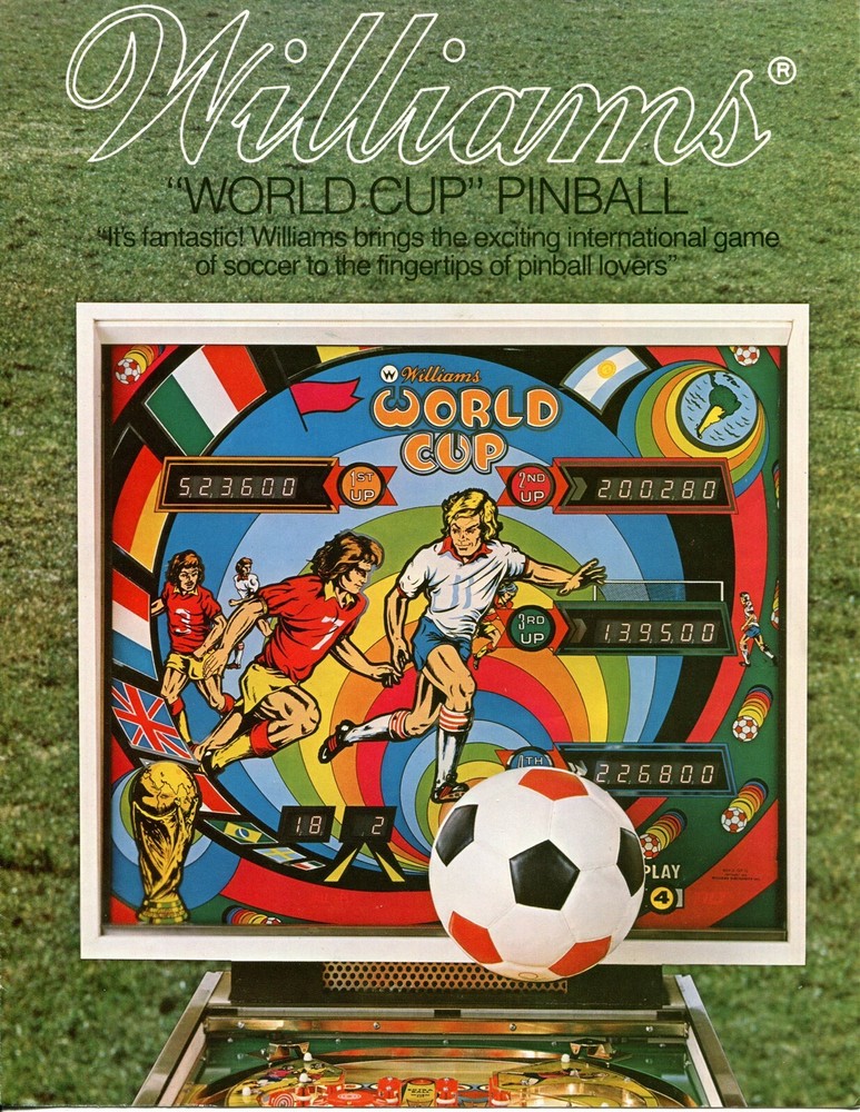 World Cup Williams Pinball Flyer / Brochure / Ad - Mint