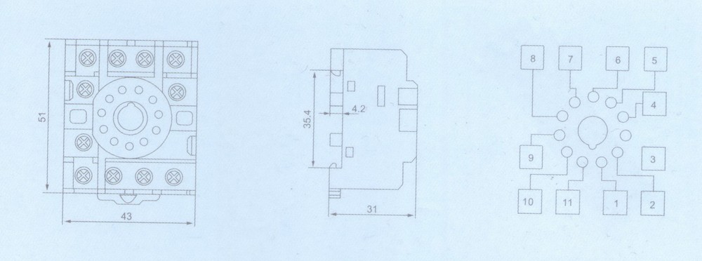 ONE PF113A-E RELAY SOCKET BASE FOR MK-3P RELAY