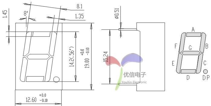50PCS 0.56 inch 1 digit Red Led display 7 segment Common anode