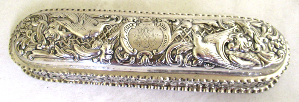 Solid Silver - VICTORIAN TRINKET - DRESSING TABLE BOX - Hallmarked:-L`don 1894