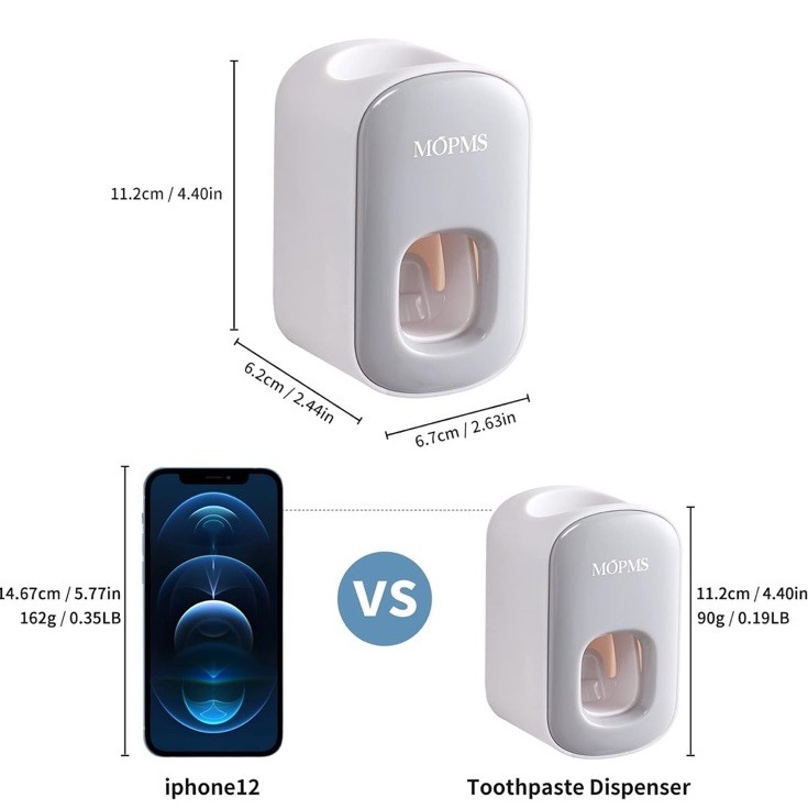 MOPMS Toothpaste Dispenser Wall Mounted for Bathroom Automatic Gray