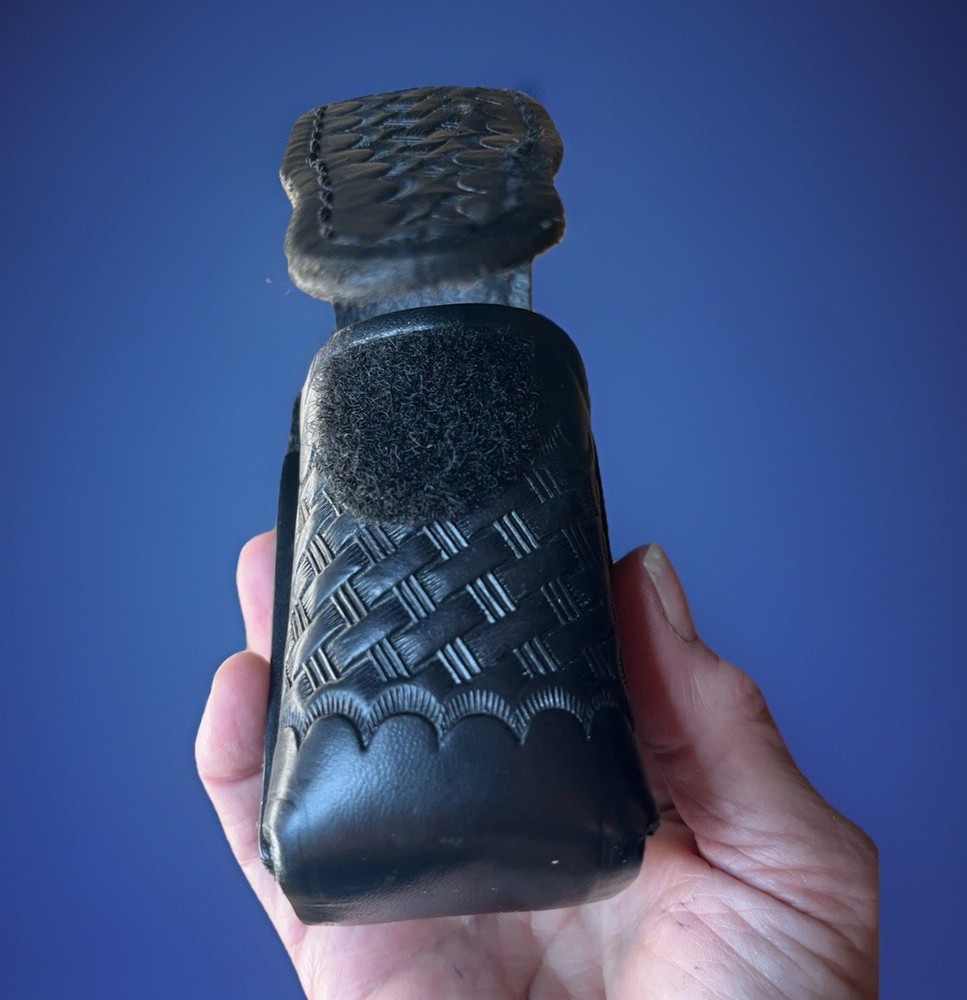 Jay-Pee Hand Tooled Leather Pepper Spray Holder, Hook & Eye Closure. 5”