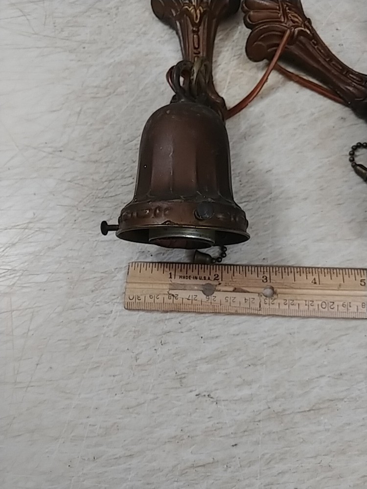 3 ART DECO CHAIN PULL LIGHT SOCKETS FROM 3 ARM CHANDELIER