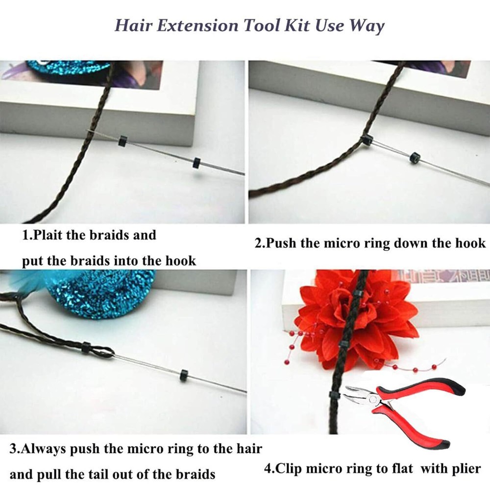 Orgrimmar Hair Extension Remove Pliers Pulling Hook 500 PCS Micro Black