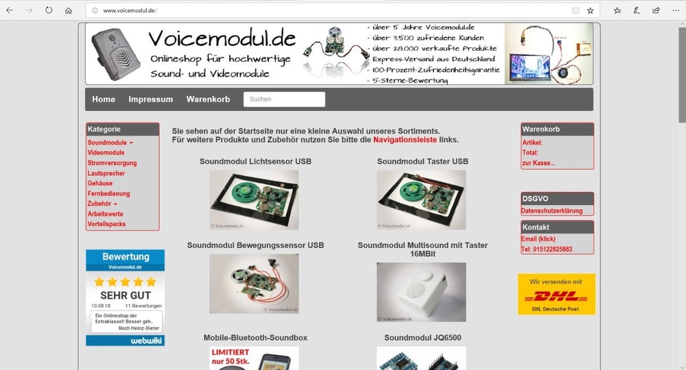 Sound Module with Magnetic Sensor, Light Sensor or Button and USB, Sound Recorder