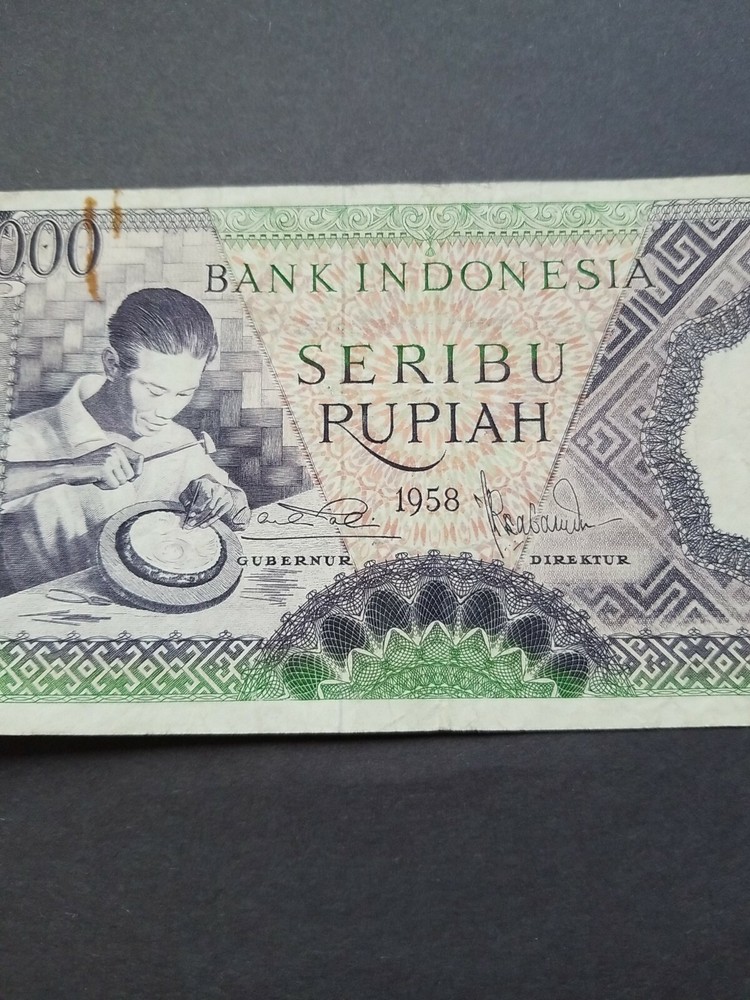 Indonesia~ P-62*~ 1000 Rupiah~1958~ Replacement Prefix X