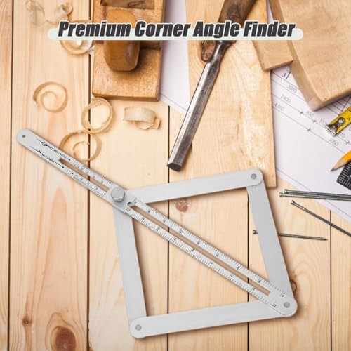 Corner Angle Finder Tool, Miter Saw Protractor with Scale, Miter Angle Silver