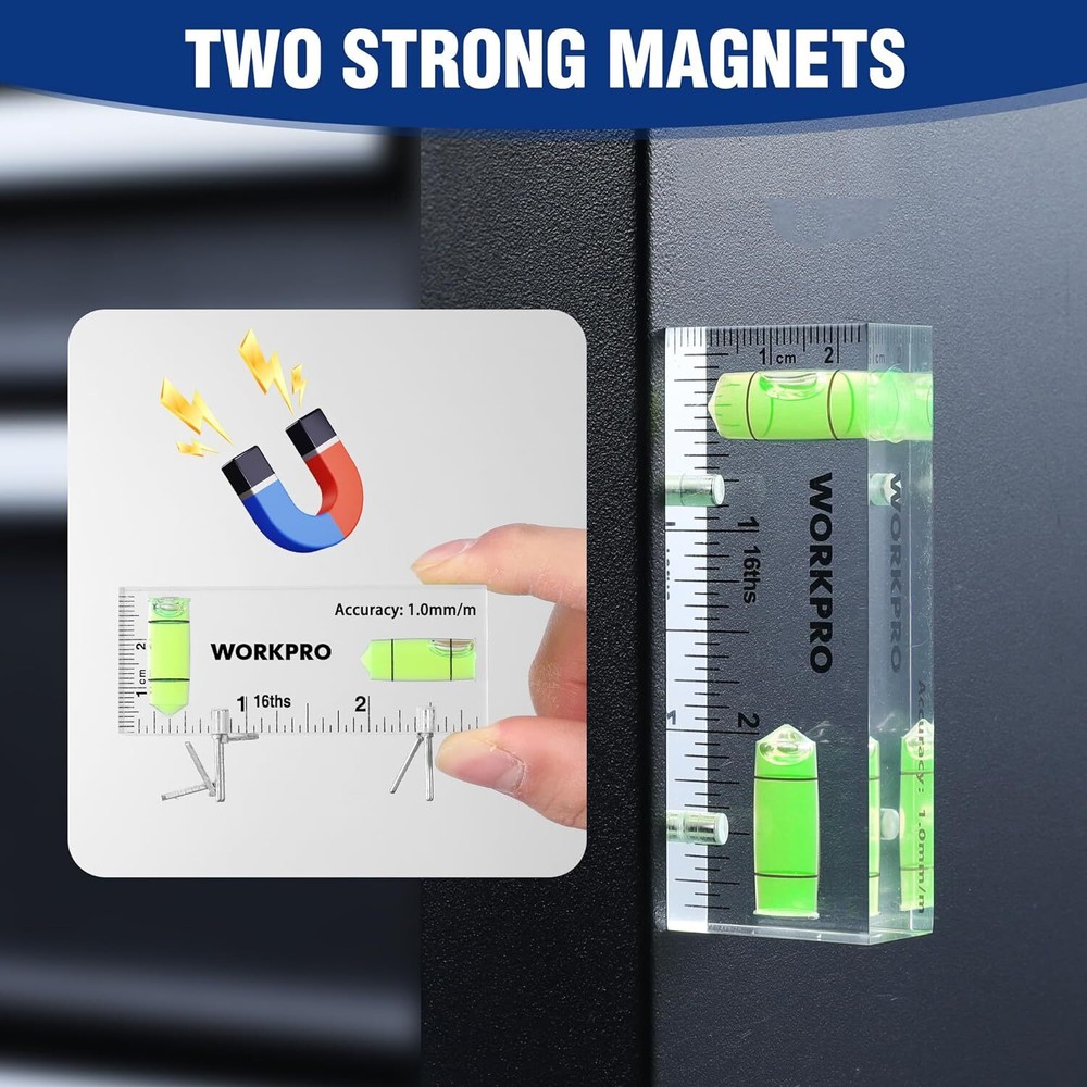 WORKPRO Small Level 3 Inch Mini Level Tool Magnetic Level Picture Hanging Tool