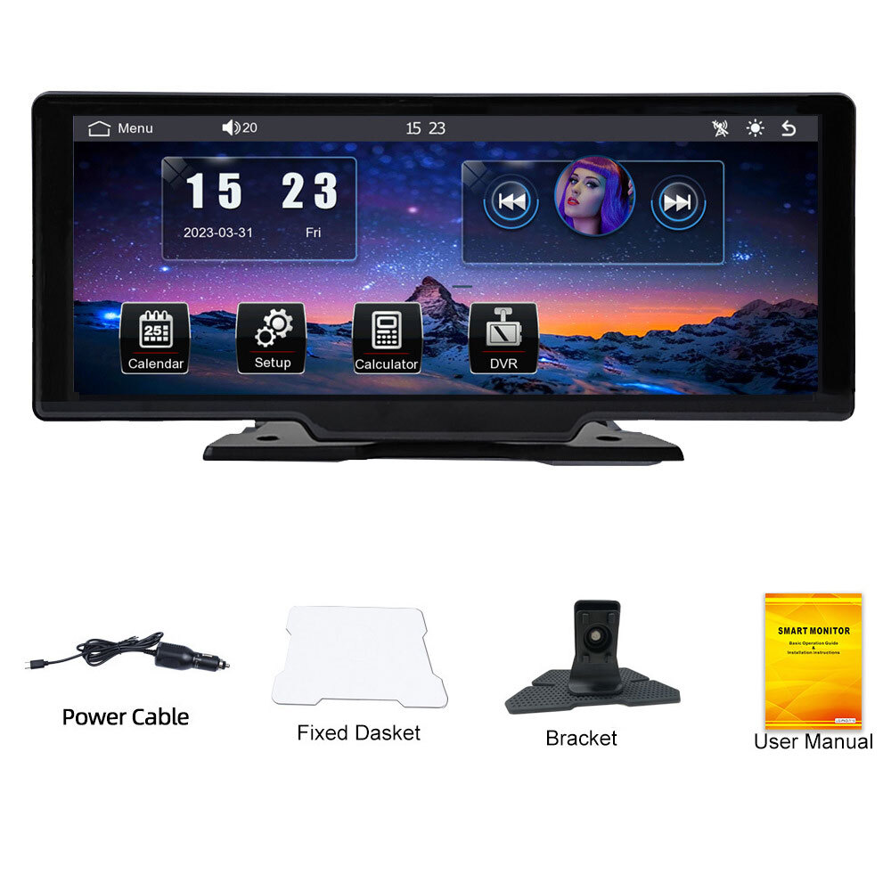 10.26" Widescreen DVR Android Auto HD Portable Apple Carplay Navigation+Dash Cam