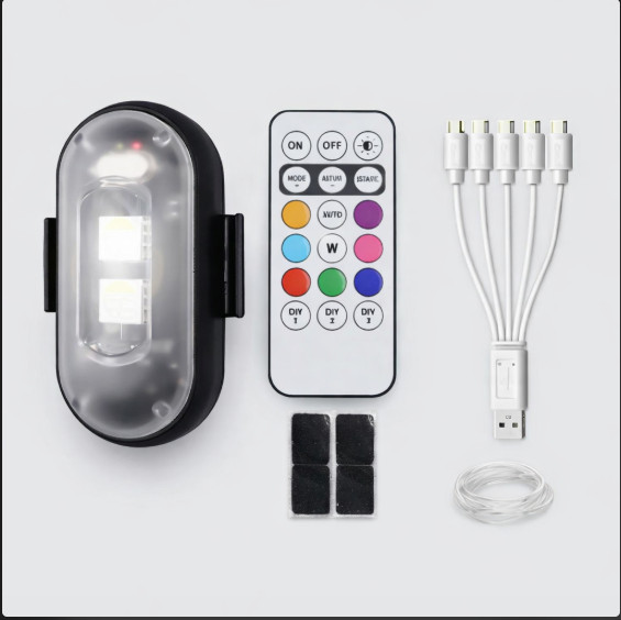 Wireless Rechargeable Strobe LED Lights, Waterproof Remote Control, 8 Colors
