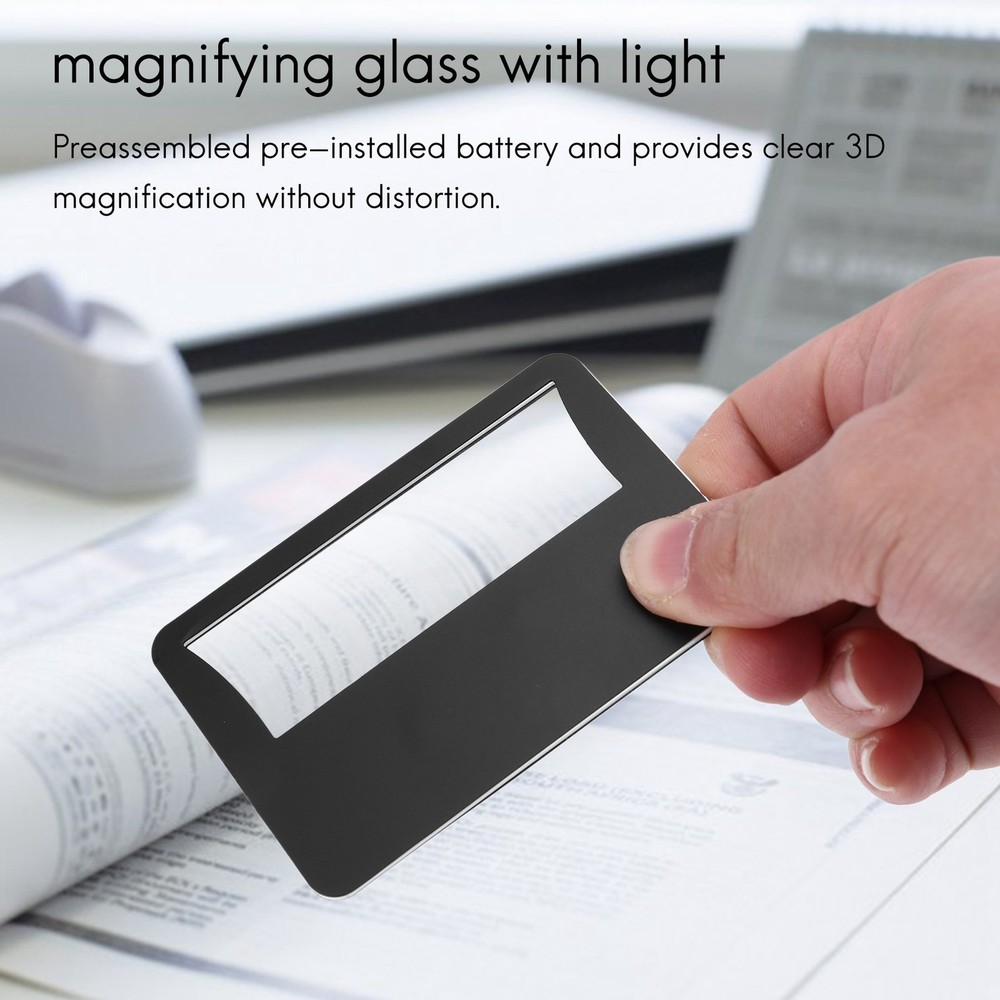 Credit Card Size Lighted 3X Magnifier Bundle Includes 2 Magnifiers, Each1811