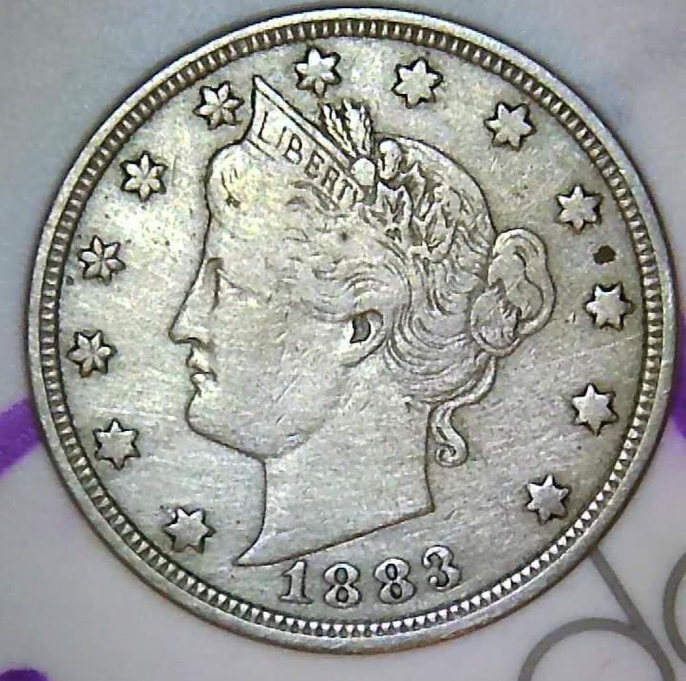 1883 V Nickel No Cents Die Crack ERROR