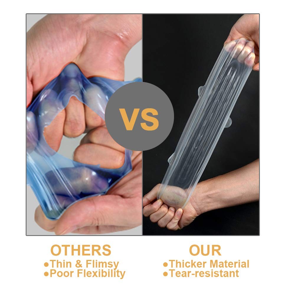 4 Pack Same Size Silicone Stretch Lids, Thicker Reusable Sturdy Silicone Cont...