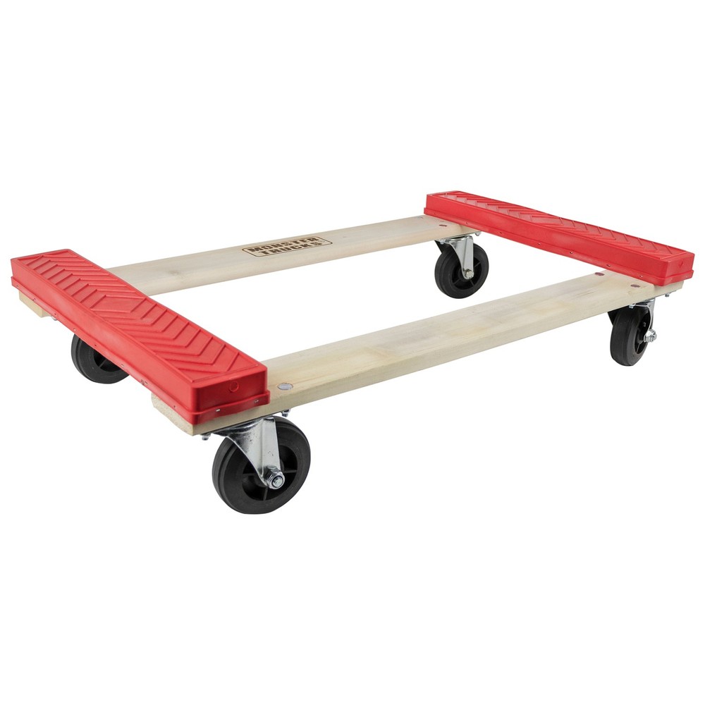 Wood 4-Wheel Dolly, Rubber-Cap Style