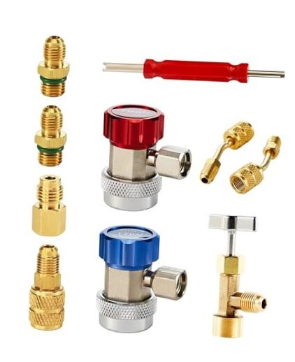 AC Adapter Tool Kit, 8-Piece AC Gauge Hose Conversion Adapters Including