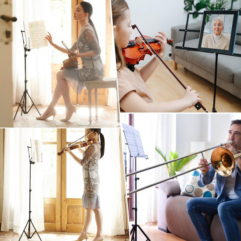 Versatile Music Stand - Adjustable Height & Foldable Design for Easy Transport