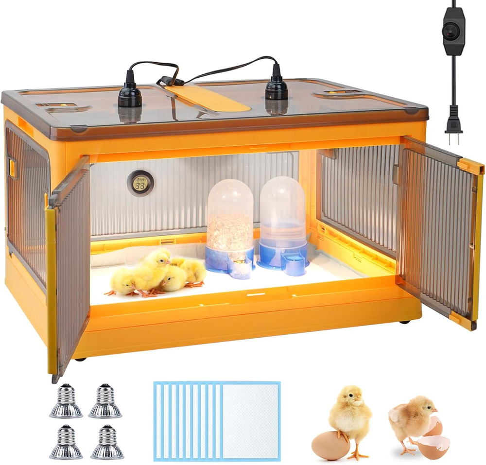 Chick Brooder Box for Chicks, Quail Brooder Box Kit with Heater Feeder and Wa...