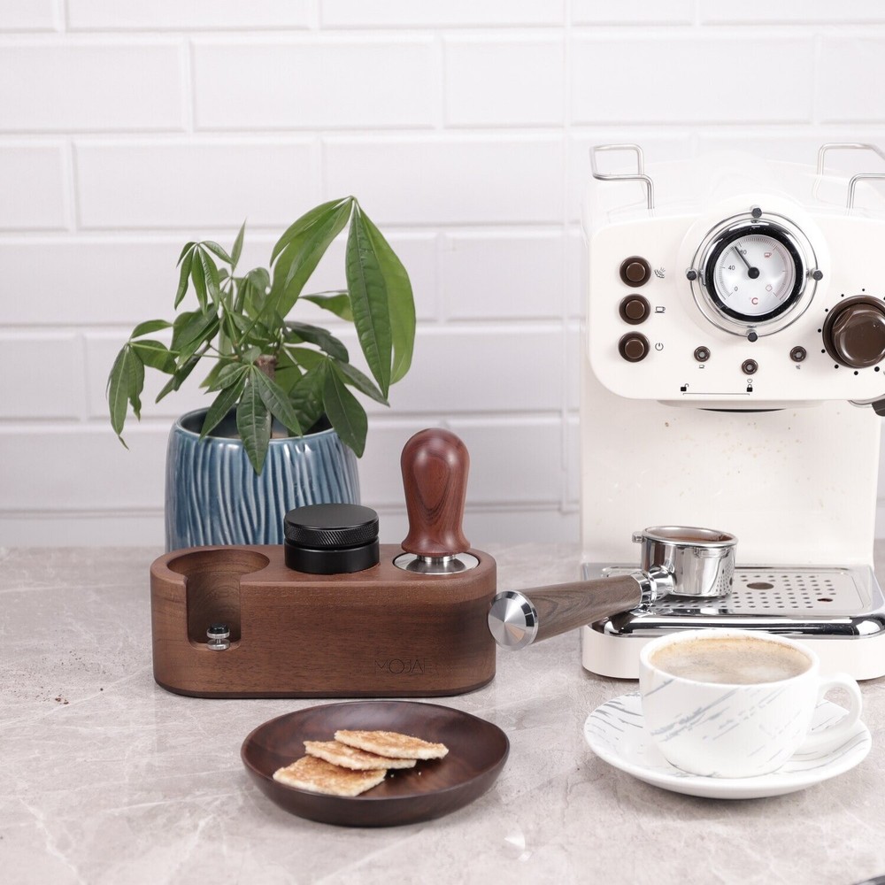 Coffee Distributor Wood Coffee Filter Tamper Holder set for Cafe Coffee Machine