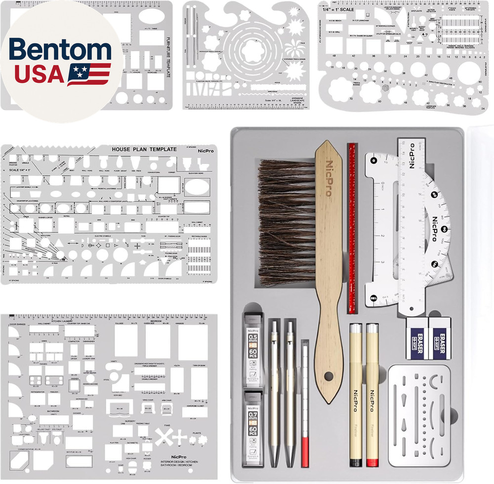 21PCS Professional Drafting Tools & Geometry Set with Case, Architect Compass &