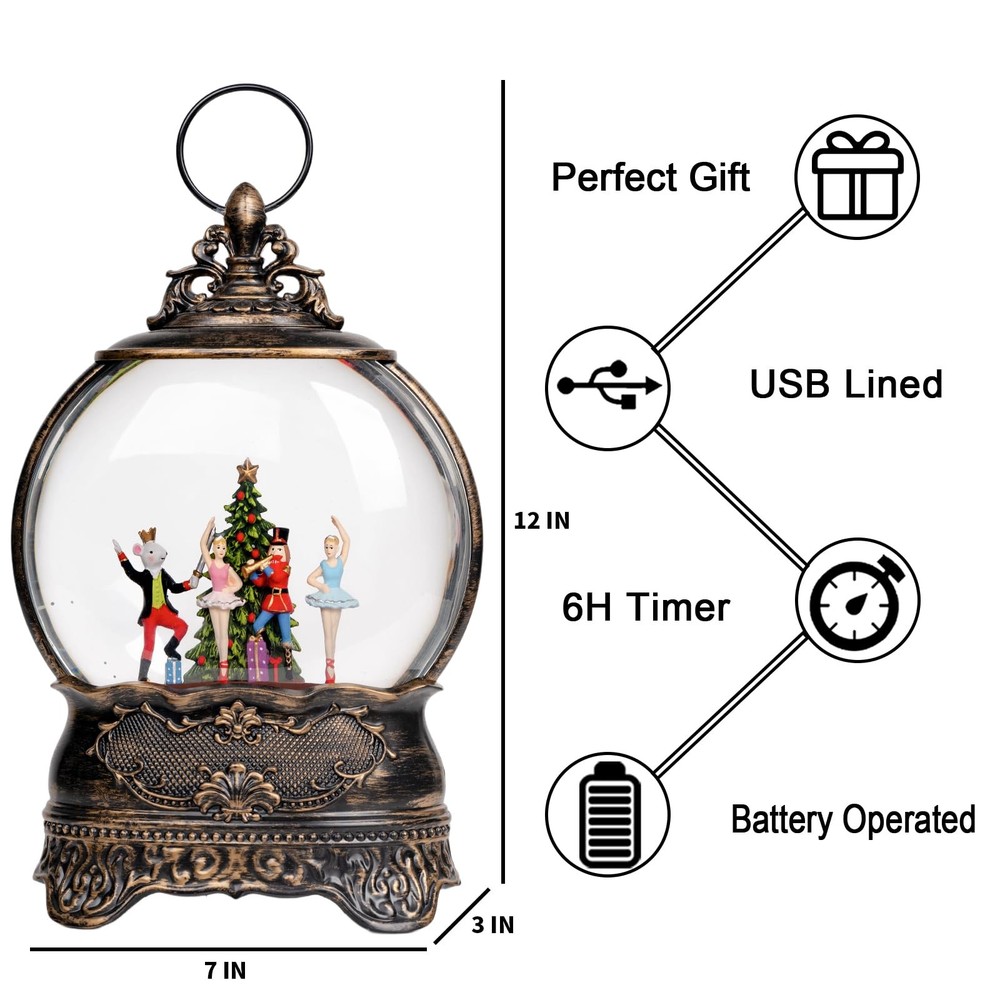 Christmas Snow Globe Lantern, Clara Nutcracker and Mouse King Christmas Tree