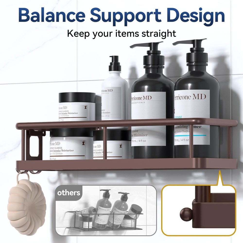 YASONIC Rustproof Shower Caddy 2-Pack, Large Capacity Organizer, Bronze Finish