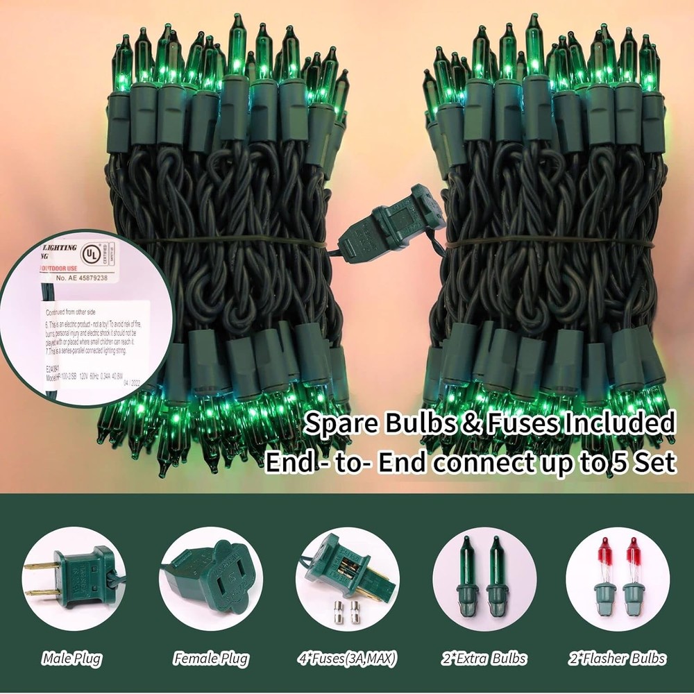 St. Patrick's Day Mini String Lights, Super-Bright Extendable Green Chr