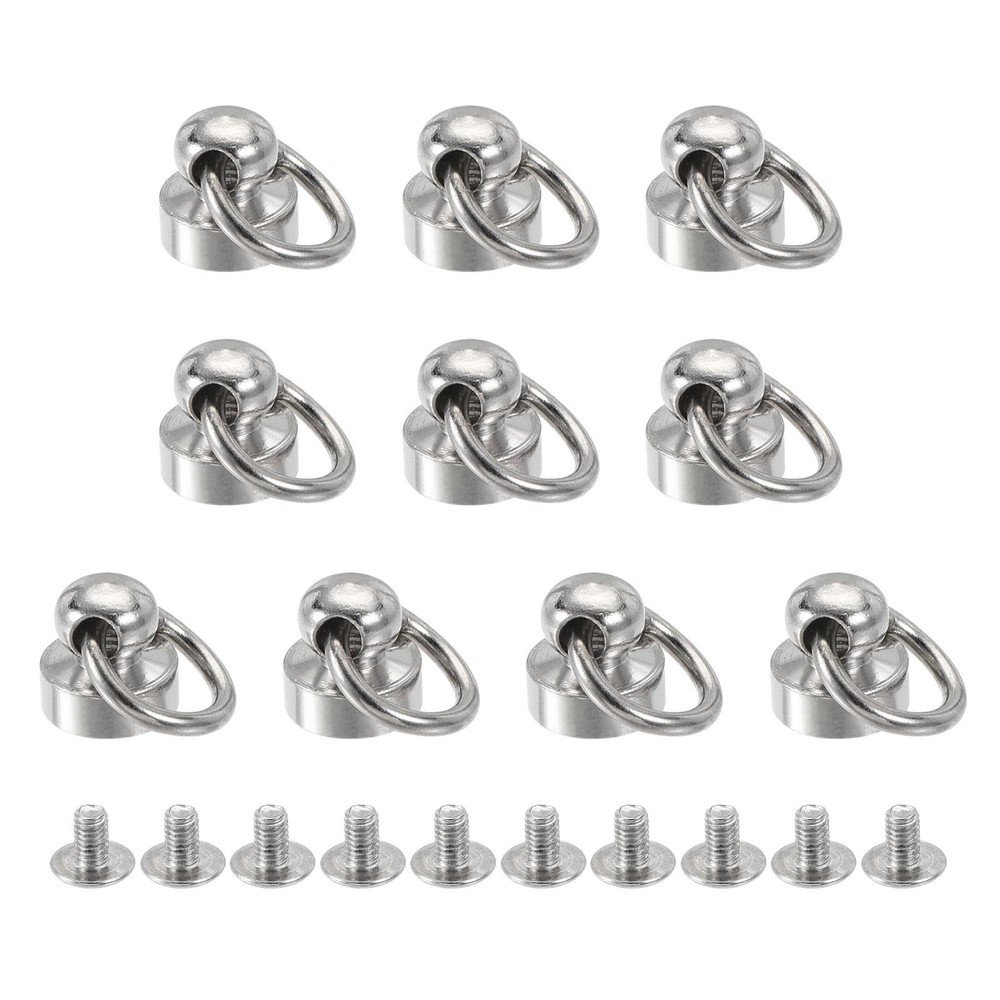 8x8mm Tear Ring Rivets Round Studs Brass Silver Head 10pcs