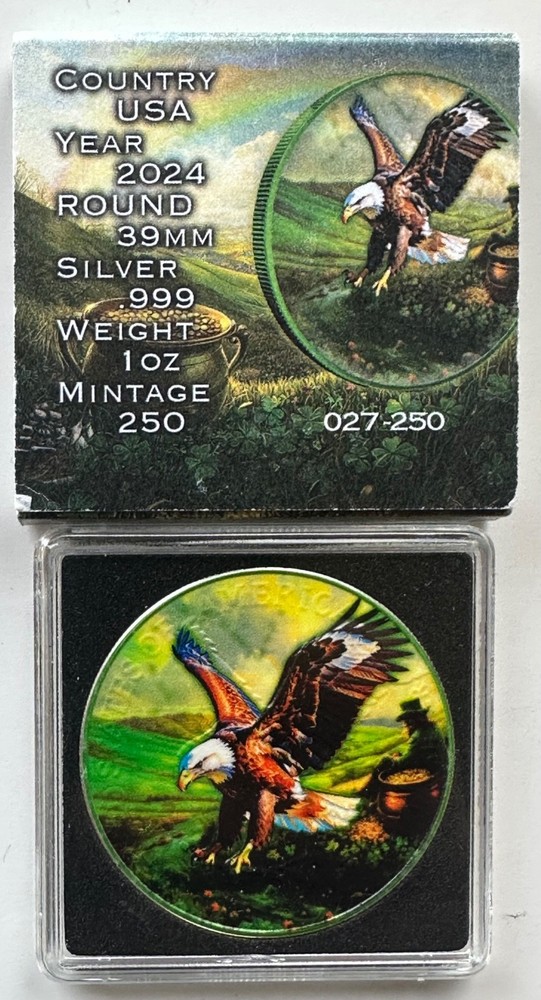 2024 Silver Eagle St. Patricks Day Edition Colorized 1oz .999 Silver Coin