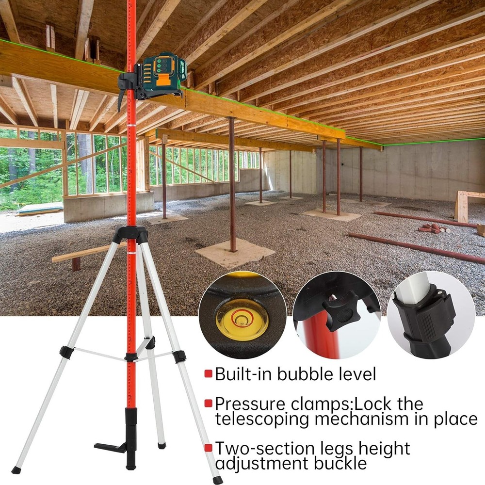 Telescoping Pole, Telescoping Laser Level Support Pole with Tripod and Mount