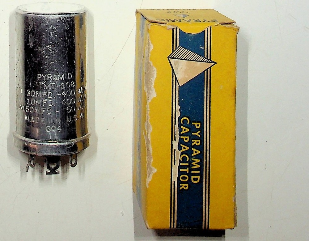 Pyramid Capacitor TMT-108 Vintage Electronic Component Silver Tone NOS