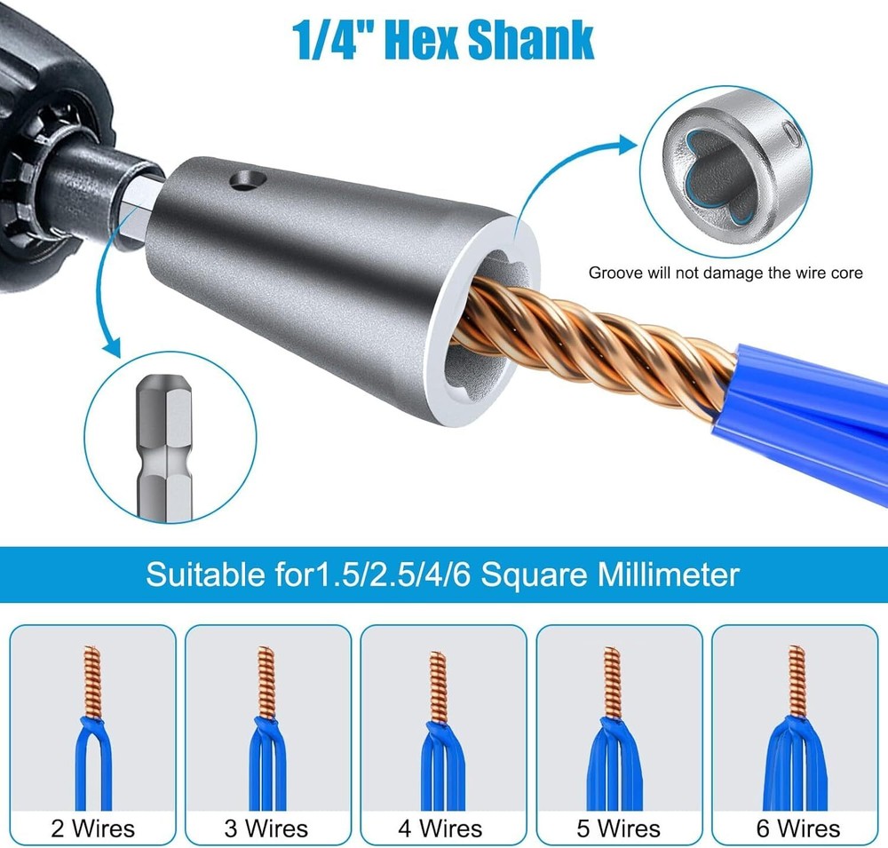 3x Wire Stripping Twisting Tool Electrical Drill Wire Stripper Cable Nut Twister