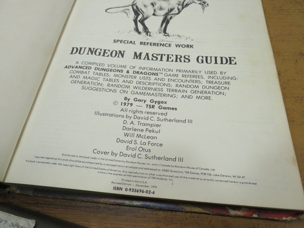 Advanced Dungeons & Dragons DUNGEON MASTERS GUIDE 1979 HC