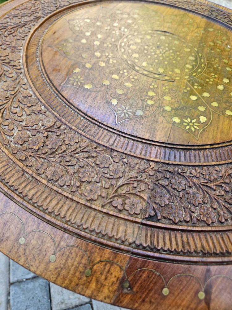 VTG Anglo Indian Octagonal Side Table 21" Tall