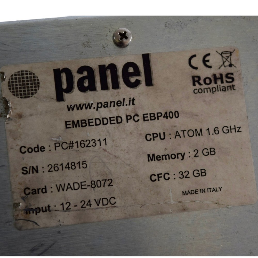 Panel Embedded PC EBP400 CPU: ATOM 1.6 Ghz Memory: 2GB