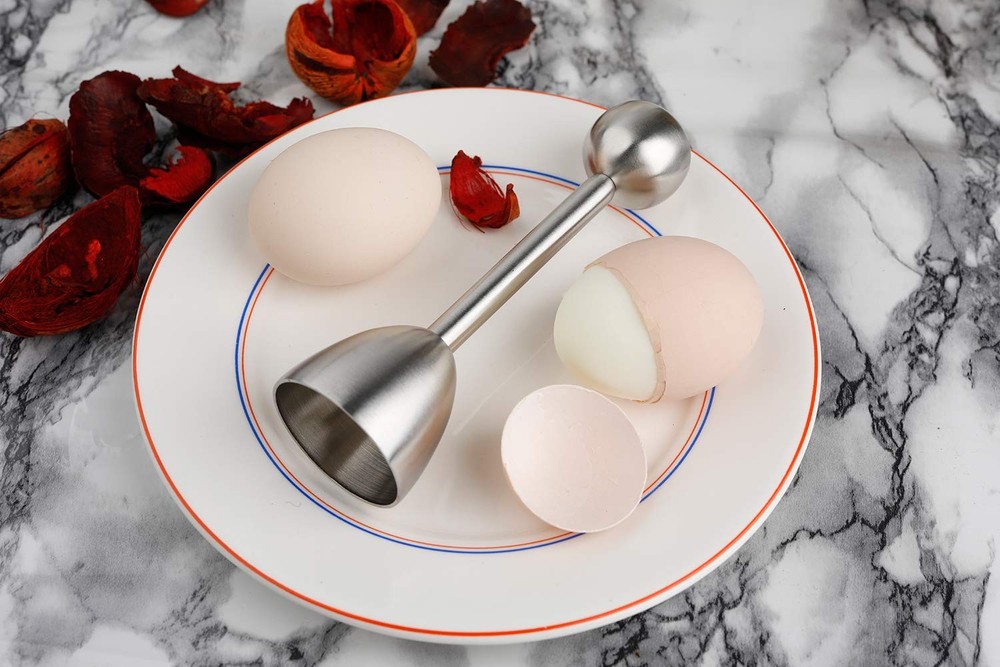 Egg Cracker Topper Cutter for Soft Boiled Eggs Stainless Steel Shell Silver