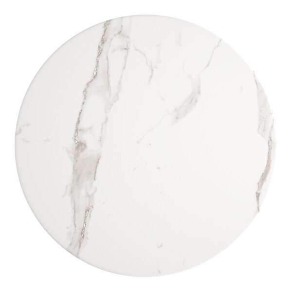 30'' Round Restaurant Table Top with White Marble Laminate Top Finish