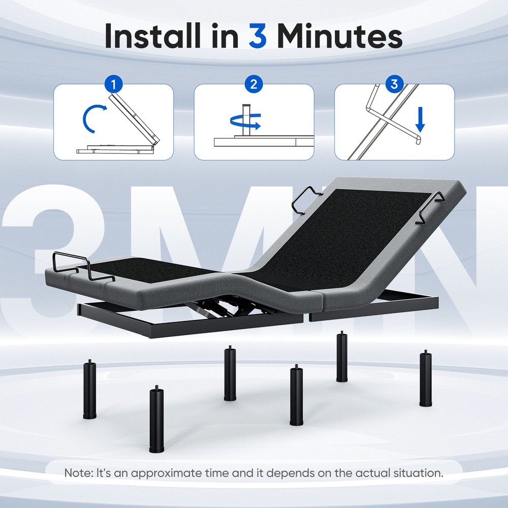 Split King Electirc Adjustable Bed Frame Base With Massage Remote USB Twin XL