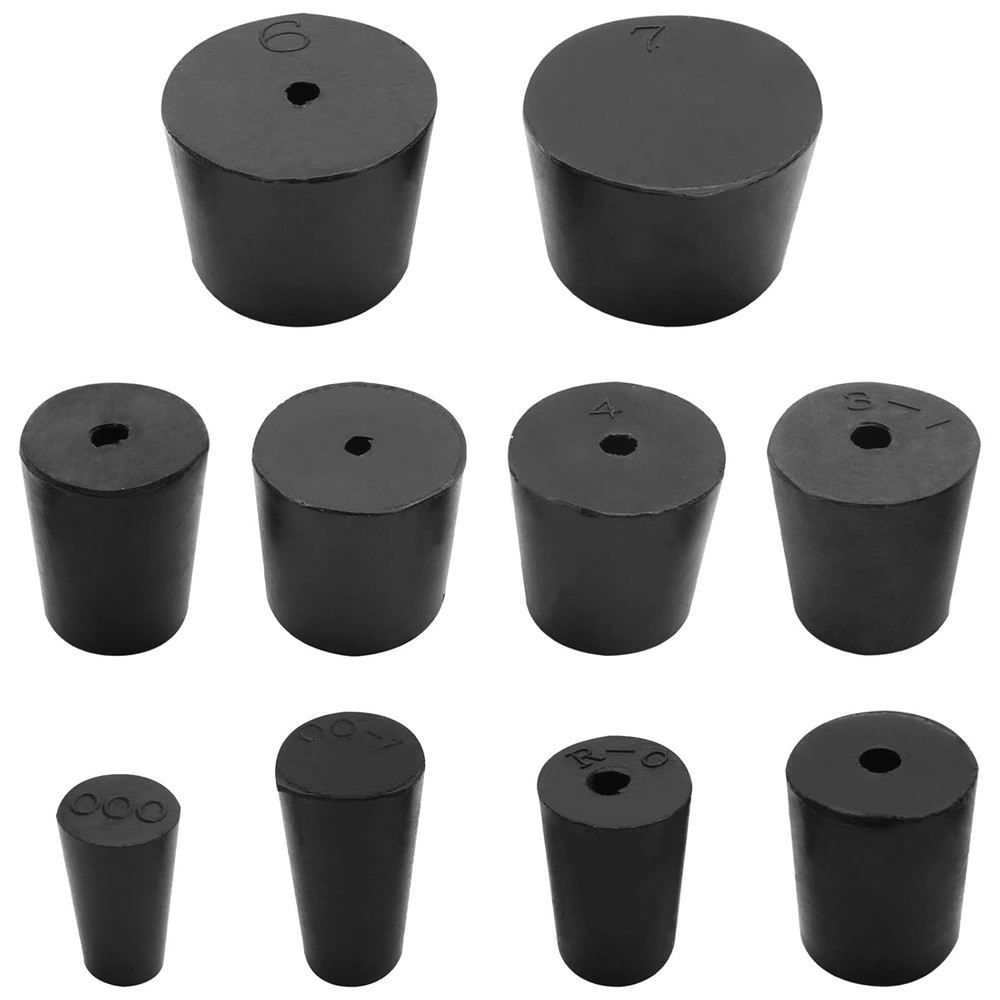 22 Pack Solid Rubber Stoppers 000# -7# - Tapered Laboratory Test Tube Stopper Pl