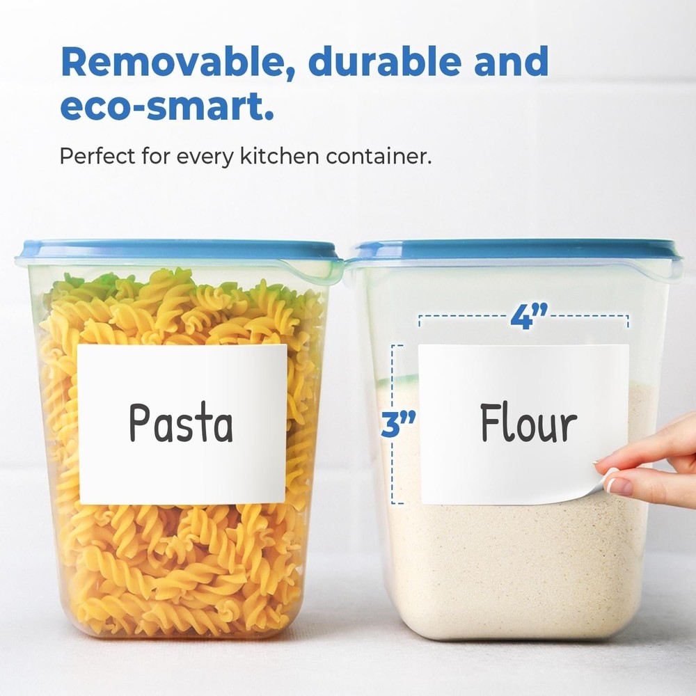 MESS Food Labels for Containers - Removable Labels for Kitchens (96-Pack)...