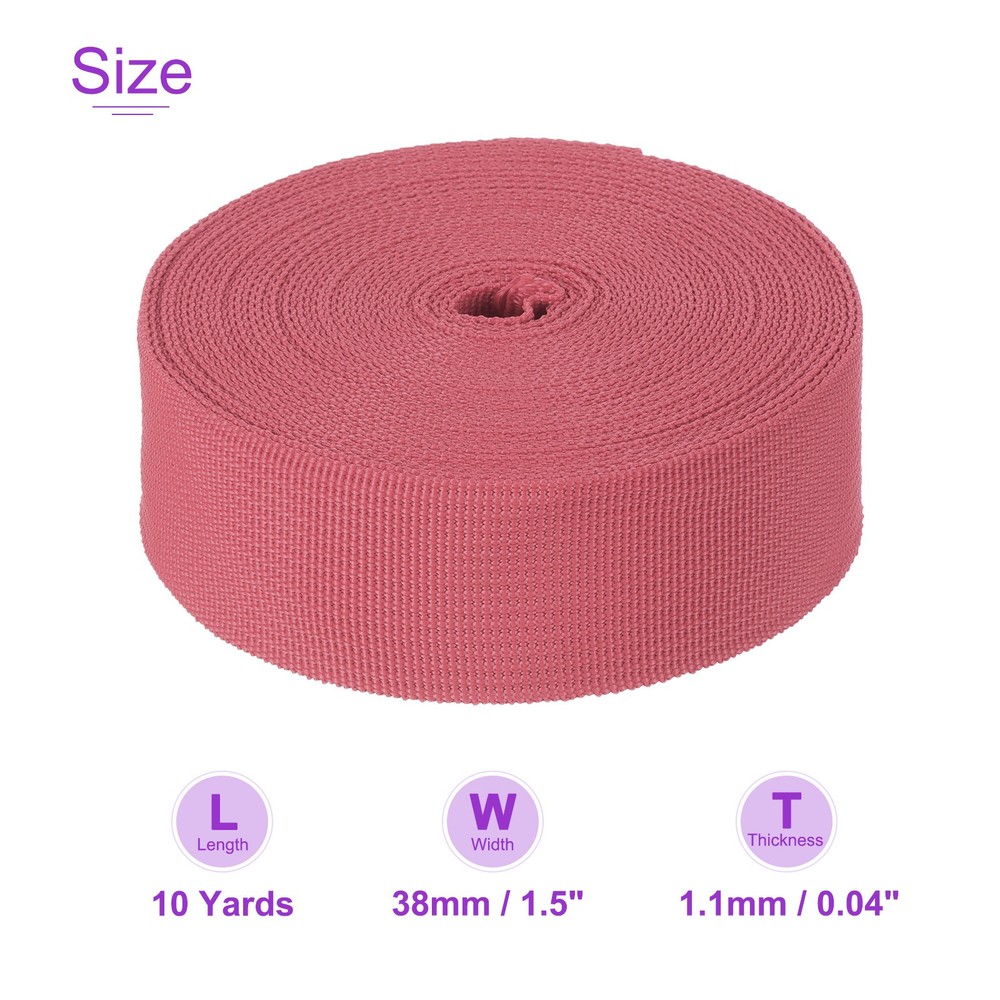 10Yard x 1 1/2" Width Nylon Webbing Strap Poly Webbing Strapping Watermelon Red