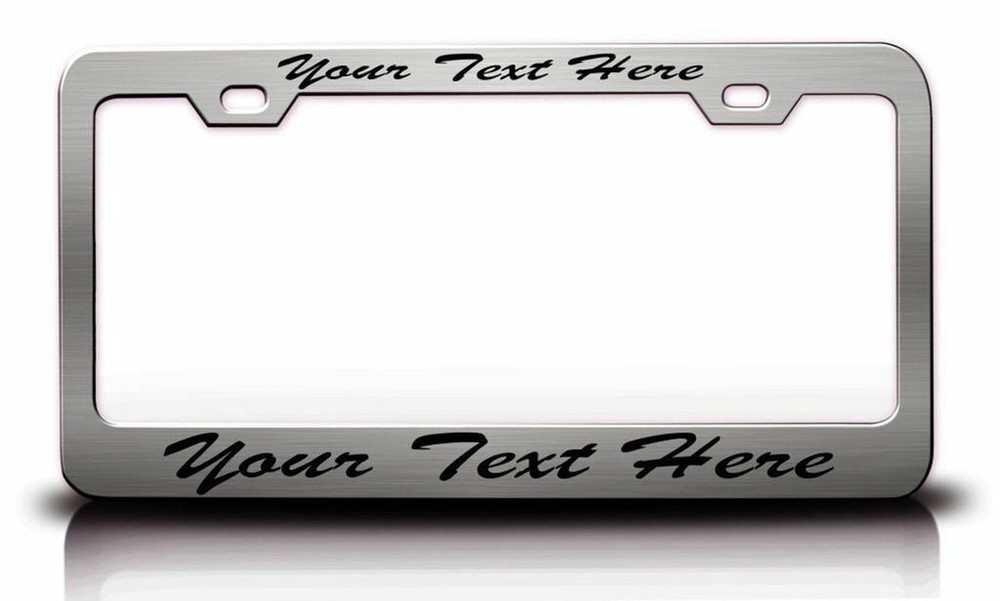 PERSONALIZED Tag Frame Steel BRUSH SCRIPT Font Type Plain Text Ch
