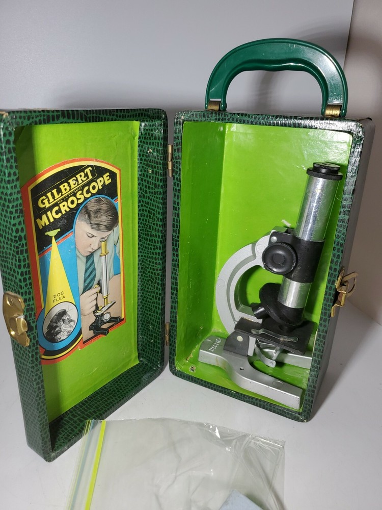 Vintage Gilbert Microscope with Original Green Case S-15