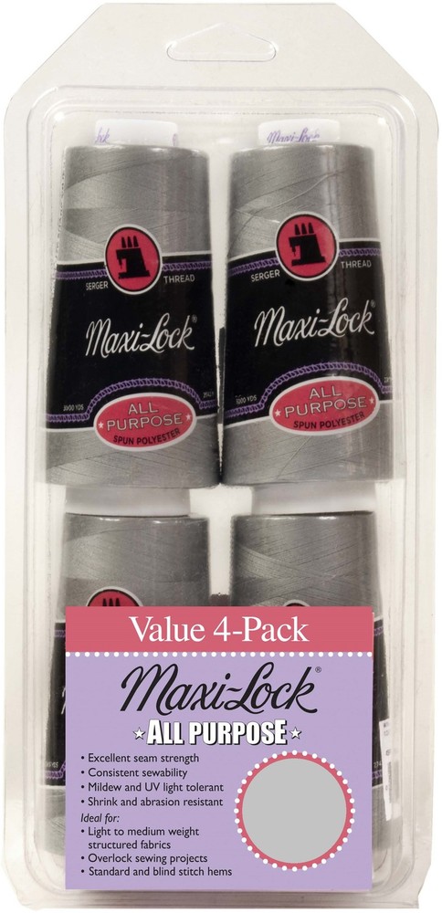 American & Efird Maxi-Lock All Purpose Value Pack 4/Pkg-Light Grey
