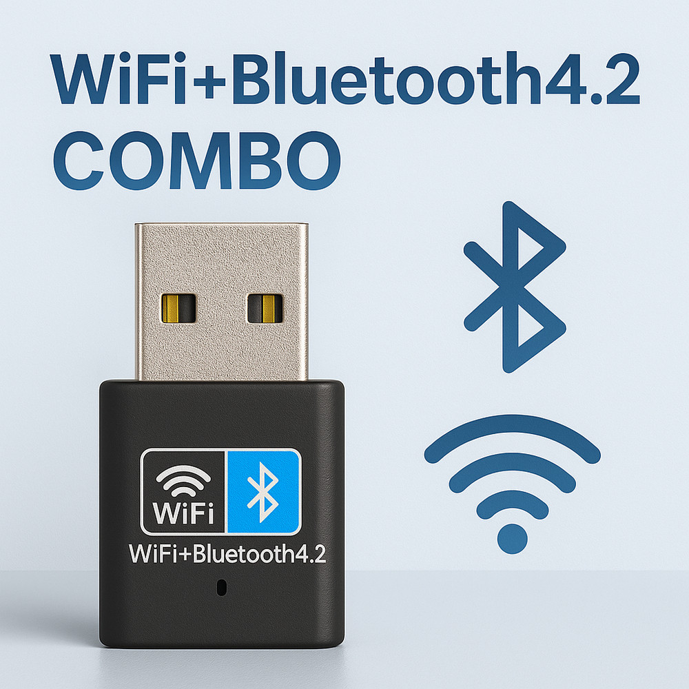 WiFi 150mbps + Bluetooth USB Adapter, 2.4G, Bluetooth 4.2 for PC