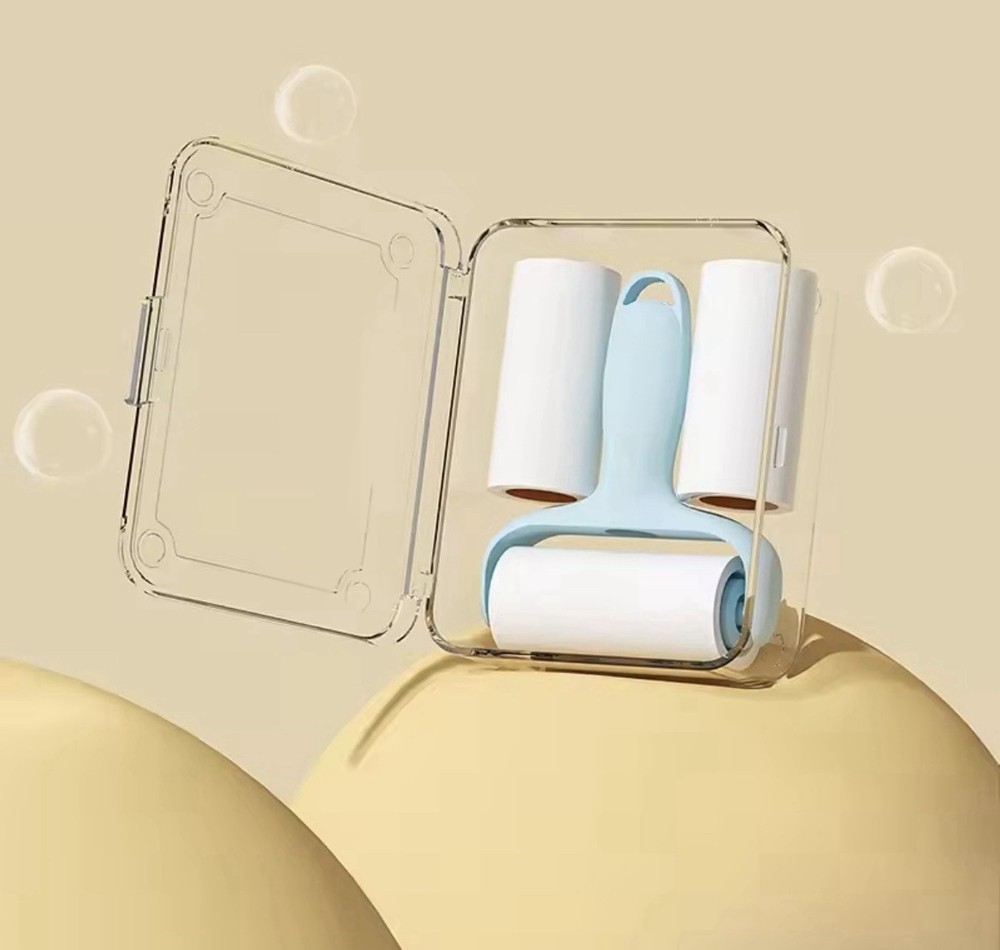 Convenient Mini Lint Roller Tool: 1 Handle + 3 Replacement Rolls.