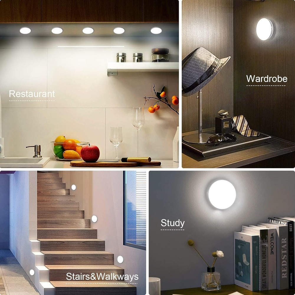 Upgraded Motion Sensor Light, 8 LEDs, 3 Pack Rechargeable, 3 Pack, Cold White