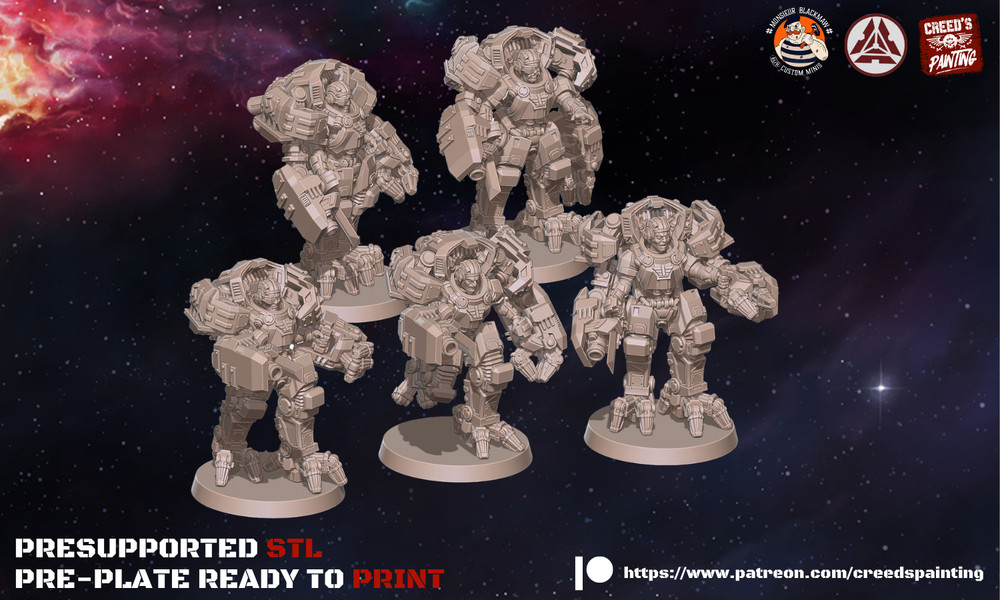 Thor Battlesuits - Runds' Guard Heavy Infantry Squad - Sci-fi Human Battlesuits.