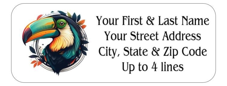 150 Toucan Bird Tropical Mailing Return Address Labels Personalized