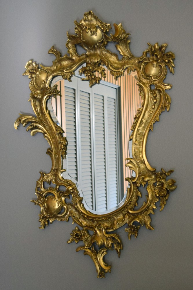 Antique Solid Brass Mirror - 31" x 21", Beveled Glass