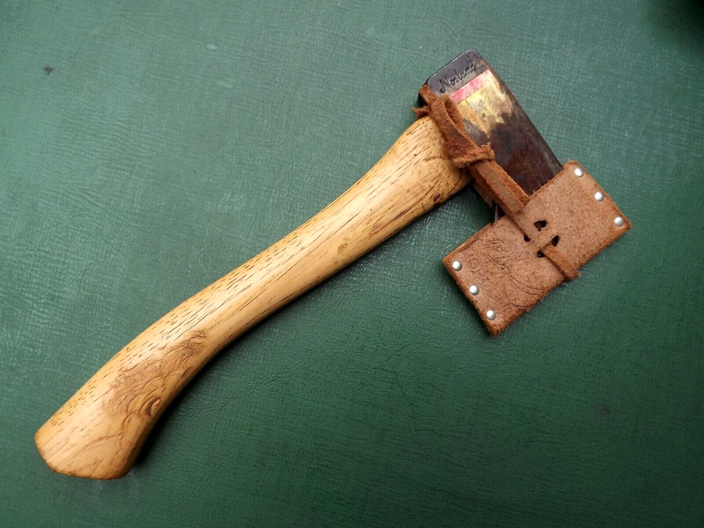 Vintage Small NORLUND Hatchet Axe & Leather Sheath